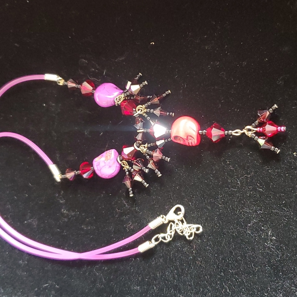 One-of-a-kind, Howlite  & multicolor glass necklace ✨️